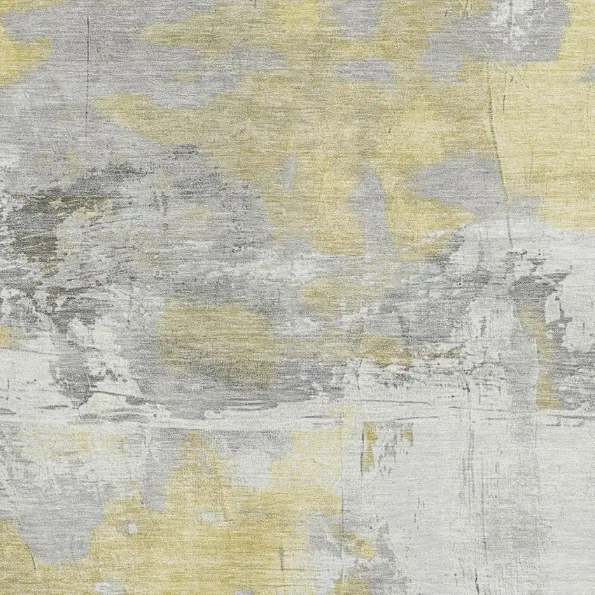 Gold Gray And Ivory Abstract Washable Area Rug With UV Protection Photo 2