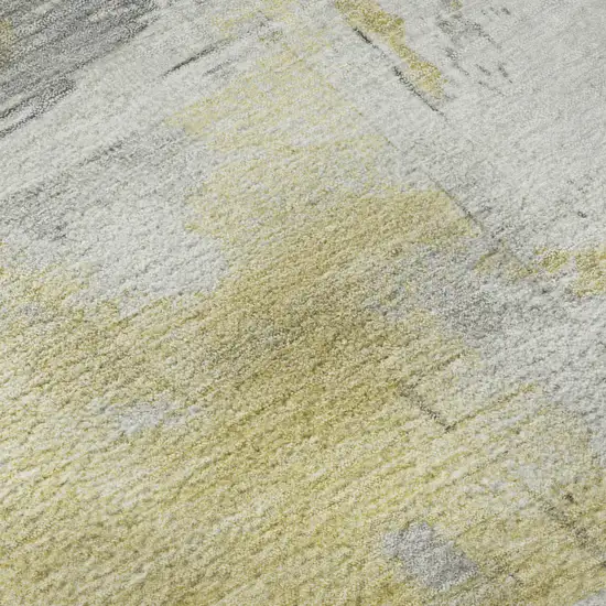 Gold Gray And Ivory Abstract Washable Area Rug With UV Protection Photo 9