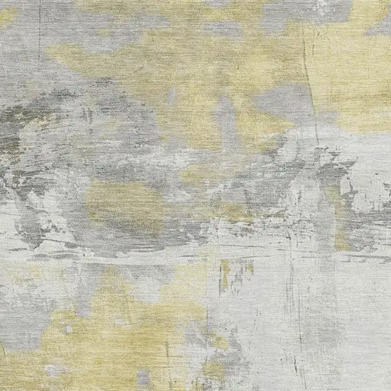 Gold Gray And Ivory Abstract Washable Area Rug With UV Protection Photo 2