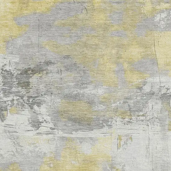 Gold Gray And Ivory Abstract Washable Area Rug With UV Protection Photo 2