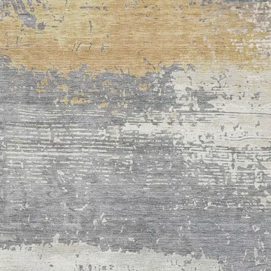 Gold Gray And Ivory Abstract Washable Area Rug With UV Protection Photo 2
