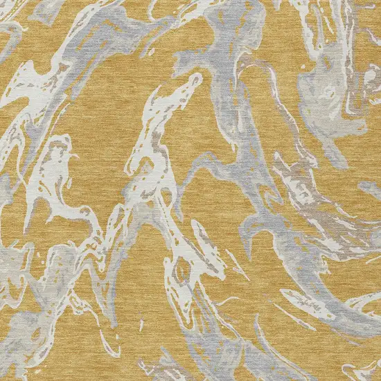 Gold Gray And Ivory Abstract Washable Indoor Outdoor Area Rug Photo 7