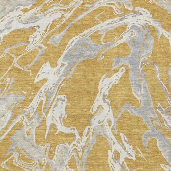 Gold Gray And Ivory Abstract Washable Indoor Outdoor Area Rug Photo 7