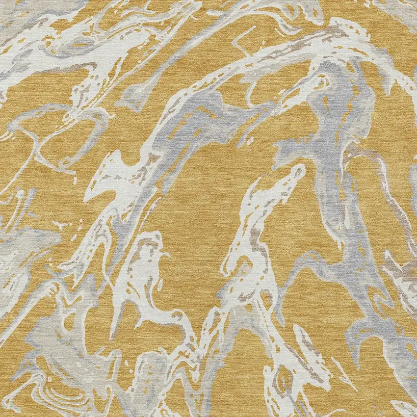 Gold Gray And Ivory Abstract Washable Indoor Outdoor Area Rug Photo 7