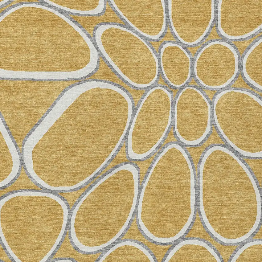 Gold Gray And Ivory Abstract Washable Indoor Outdoor Area Rug Photo 6