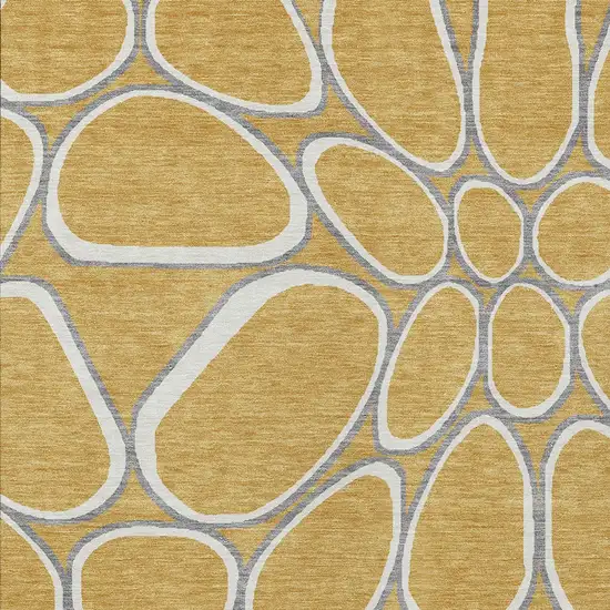Gold Gray And Ivory Abstract Washable Indoor Outdoor Area Rug Photo 6