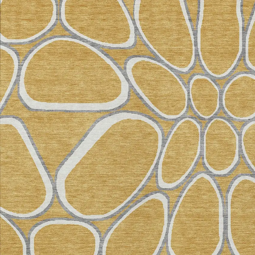 Gold Gray And Ivory Abstract Washable Indoor Outdoor Area Rug Photo 6