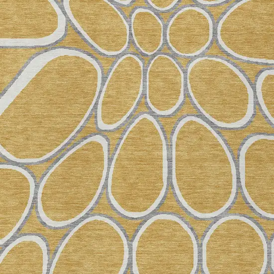 Gold Gray And Ivory Abstract Washable Indoor Outdoor Area Rug Photo 6