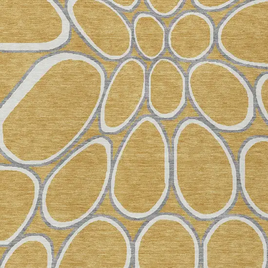 Gold Gray And Ivory Abstract Washable Indoor Outdoor Area Rug Photo 6