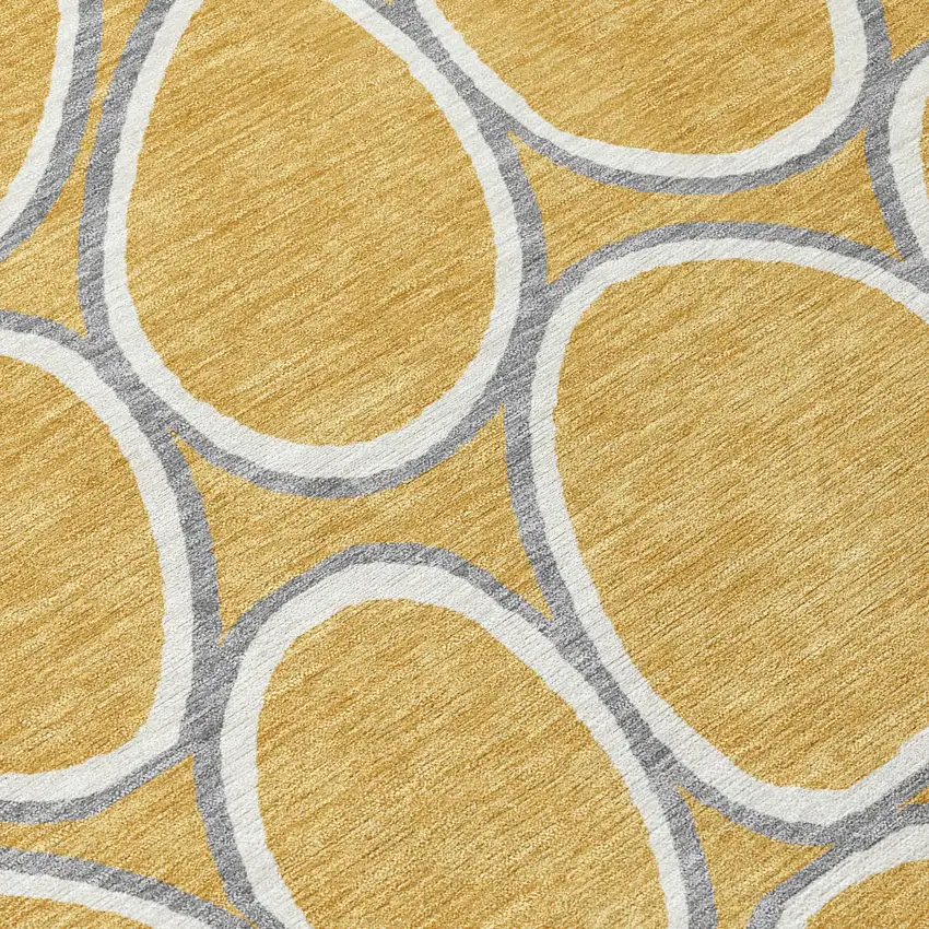 Gold Gray And Ivory Abstract Washable Indoor Outdoor Area Rug Photo 7