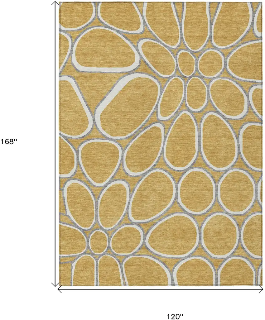 Gold Gray And Ivory Abstract Washable Indoor Outdoor Area Rug Photo 3