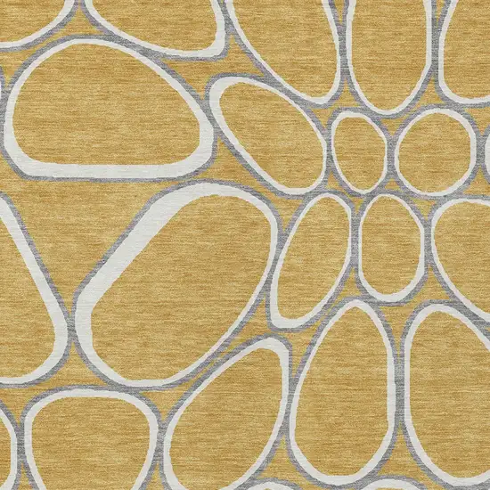 Gold Gray And Ivory Abstract Washable Indoor Outdoor Area Rug Photo 6