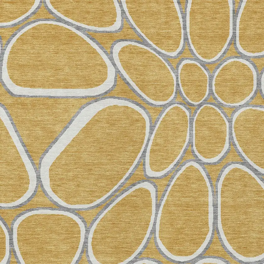 Gold Gray And Ivory Abstract Washable Indoor Outdoor Area Rug Photo 6