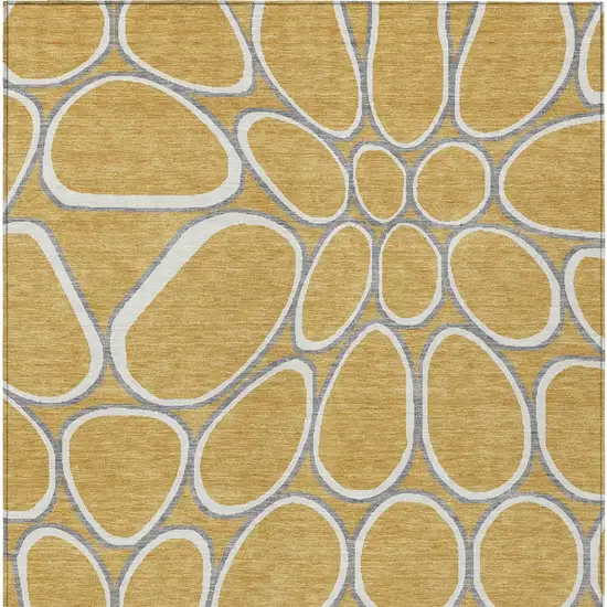 Gold Gray And Ivory Abstract Washable Indoor Outdoor Area Rug Photo 8