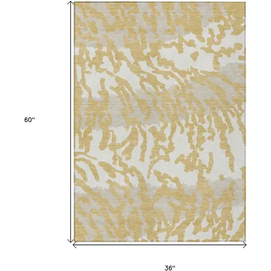Gold Gray And Ivory Animal Print Washable Indoor Outdoor Area Rug Photo 3