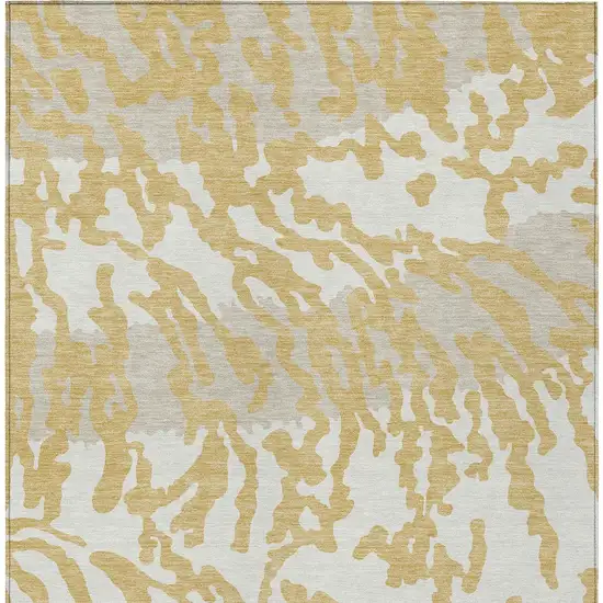 Gold Gray And Ivory Animal Print Washable Indoor Outdoor Area Rug Photo 7