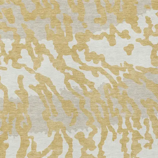 Gold Gray And Ivory Animal Print Washable Indoor Outdoor Area Rug Photo 6