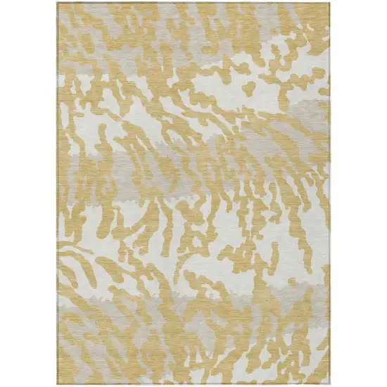 Gold Gray And Ivory Animal Print Washable Indoor Outdoor Area Rug Photo 2