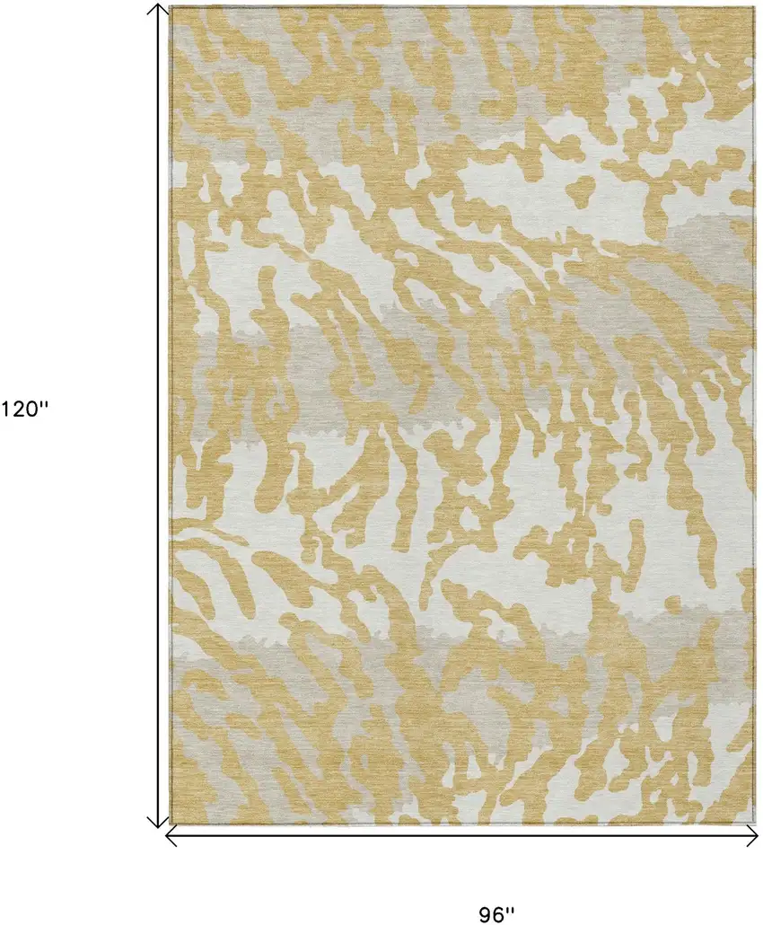 Gold Gray And Ivory Animal Print Washable Indoor Outdoor Area Rug Photo 3