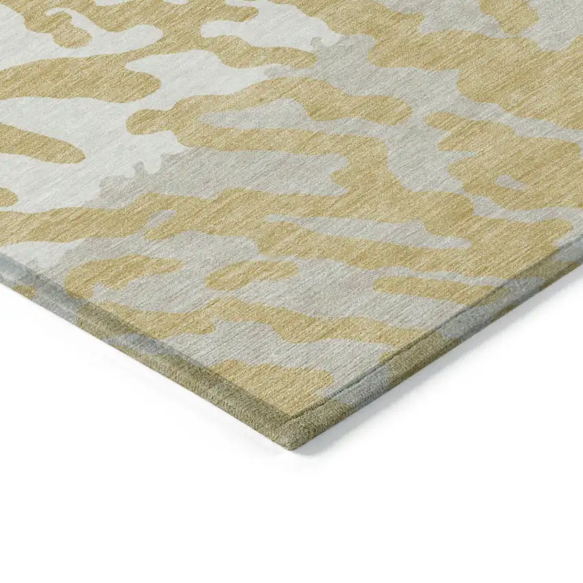 Gold Gray And Ivory Animal Print Washable Indoor Outdoor Area Rug Photo 5