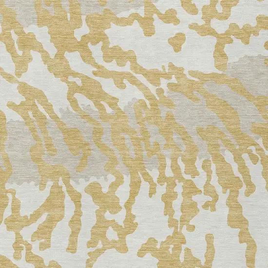 Gold Gray And Ivory Animal Print Washable Indoor Outdoor Area Rug Photo 6