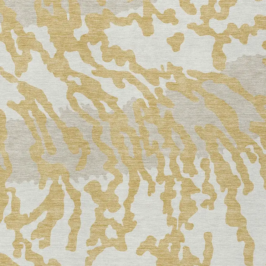 Gold Gray And Ivory Animal Print Washable Indoor Outdoor Area Rug Photo 6