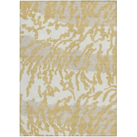 Gold Gray And Ivory Animal Print Washable Indoor Outdoor Area Rug Photo 7