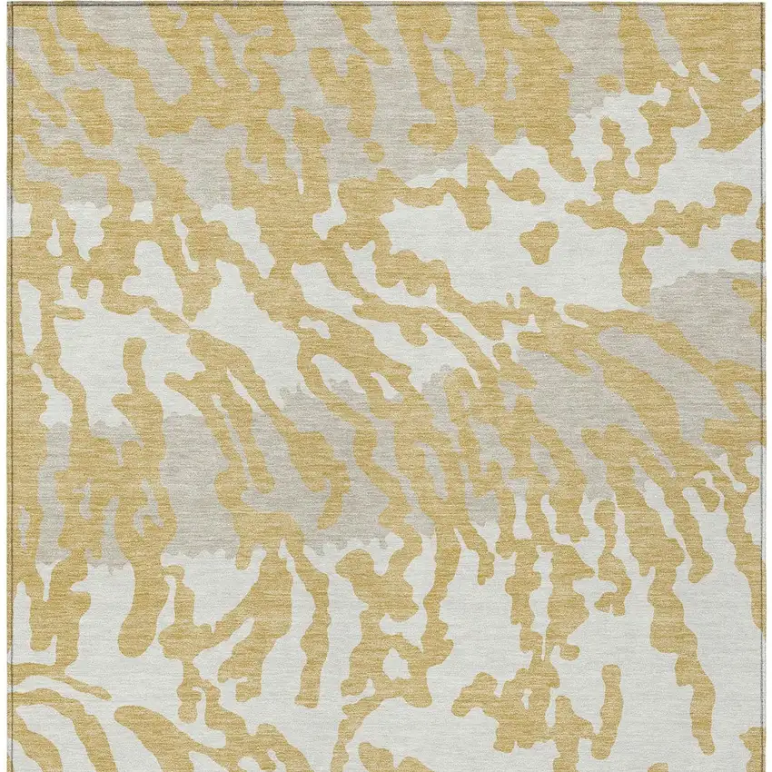 Gold Gray And Ivory Animal Print Washable Indoor Outdoor Area Rug Photo 6