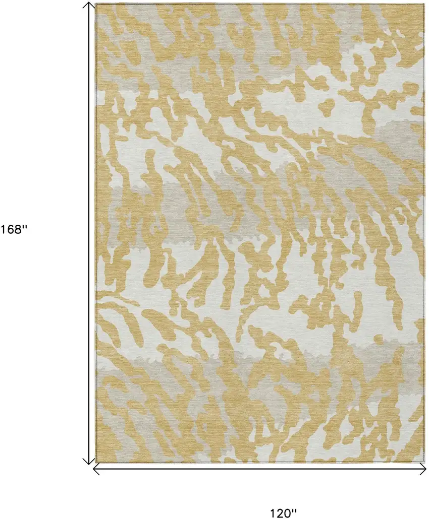 Gold Gray And Ivory Animal Print Washable Indoor Outdoor Area Rug Photo 3
