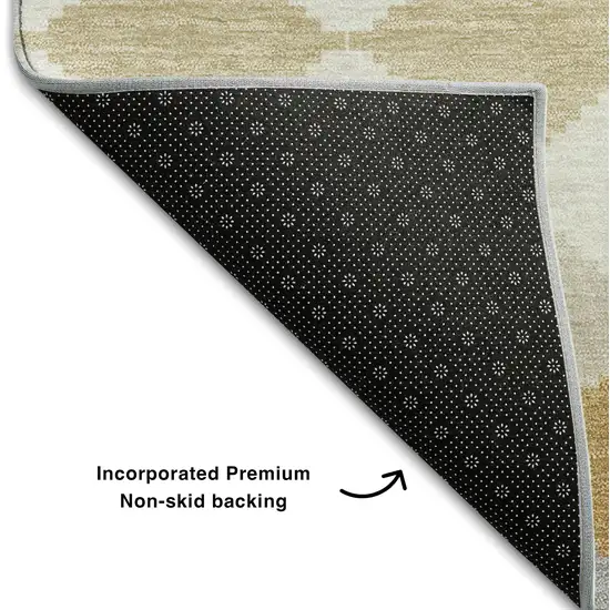 Gold Gray And Ivory Geometric Washable Area Rug With UV Protection Photo 5