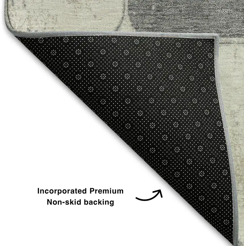 Gold Gray And Ivory Geometric Washable Area Rug With UV Protection Photo 7