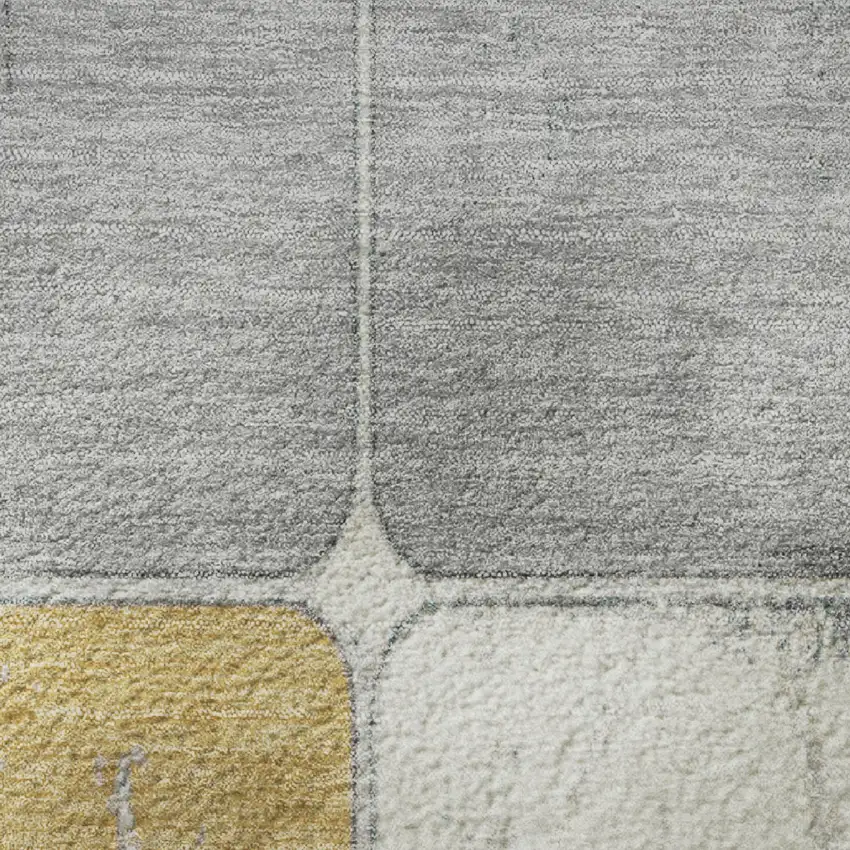 Gold Gray And Ivory Geometric Washable Area Rug With UV Protection Photo 8