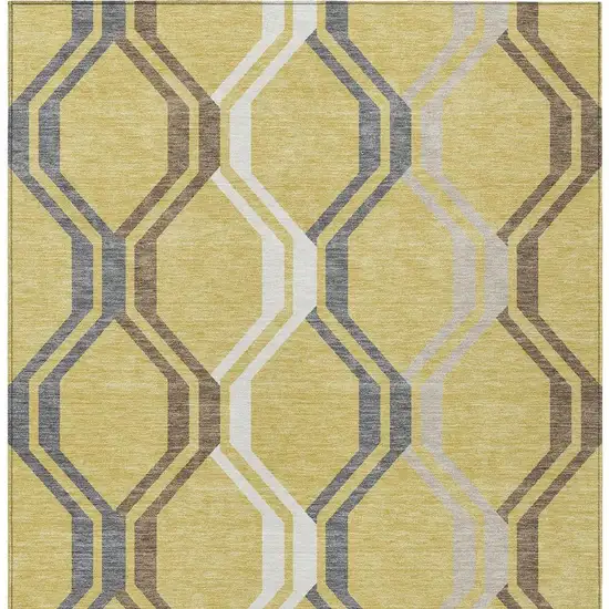 Gold Gray And Ivory Geometric Washable Indoor Outdoor Area Rug Photo 7