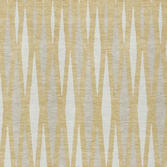 Gold Gray And Ivory Geometric Washable Indoor Outdoor Area Rug Photo 6