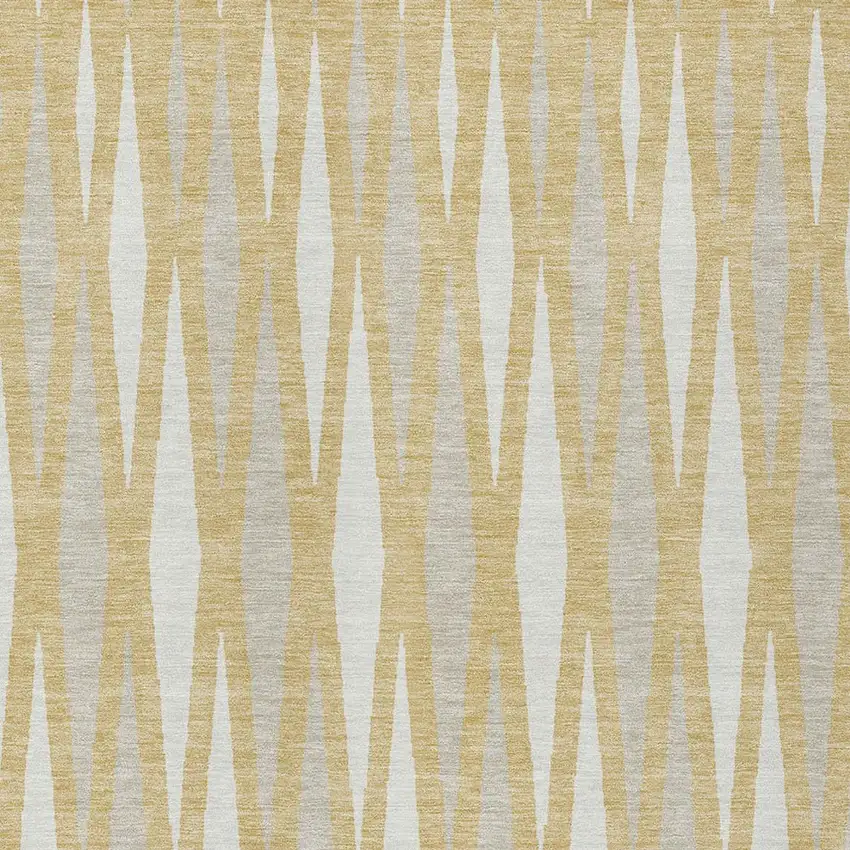 Gold Gray And Ivory Geometric Washable Indoor Outdoor Area Rug Photo 6