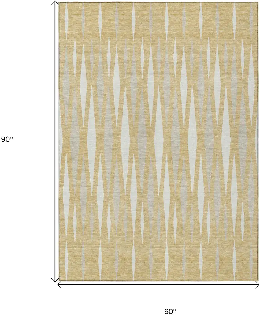Gold Gray And Ivory Geometric Washable Indoor Outdoor Area Rug Photo 3