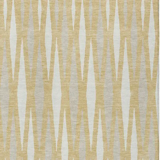 Gold Gray And Ivory Geometric Washable Indoor Outdoor Area Rug Photo 6
