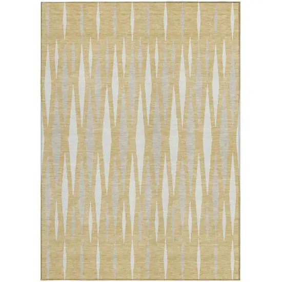 Gold Gray And Ivory Geometric Washable Indoor Outdoor Area Rug Photo 7