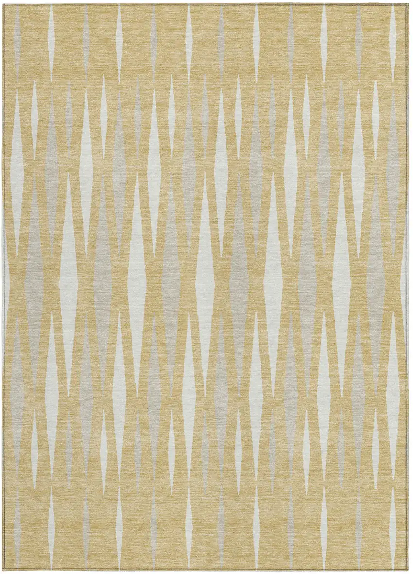 Gold Gray And Ivory Geometric Washable Indoor Outdoor Area Rug Photo 7