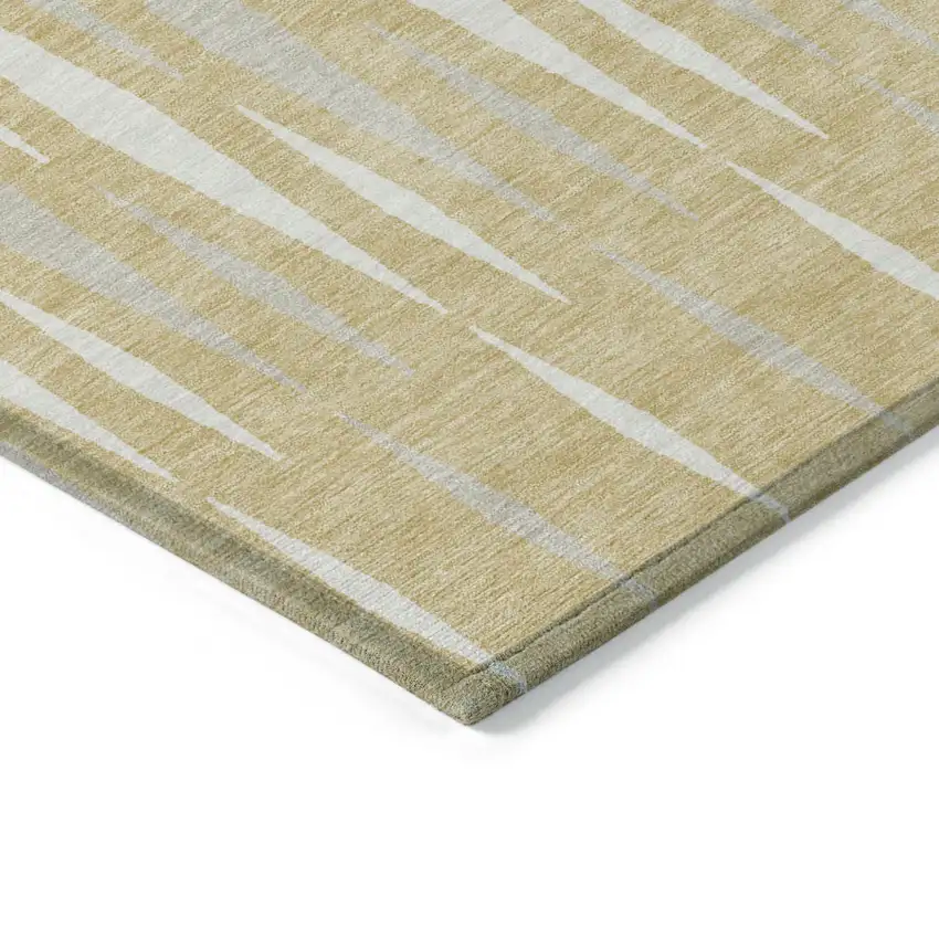Gold Gray And Ivory Geometric Washable Indoor Outdoor Area Rug Photo 5