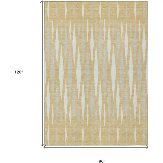 Gold Gray And Ivory Geometric Washable Indoor Outdoor Area Rug Photo 3