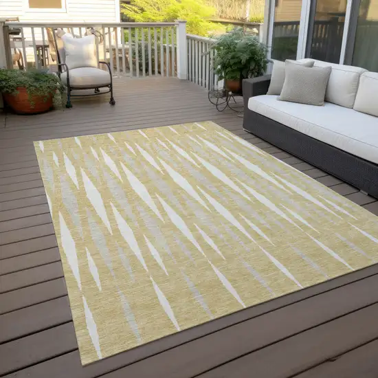 Gold Gray And Ivory Geometric Washable Indoor Outdoor Area Rug Photo 8