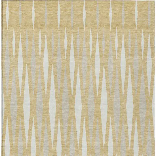 Gold Gray And Ivory Geometric Washable Indoor Outdoor Area Rug Photo 7