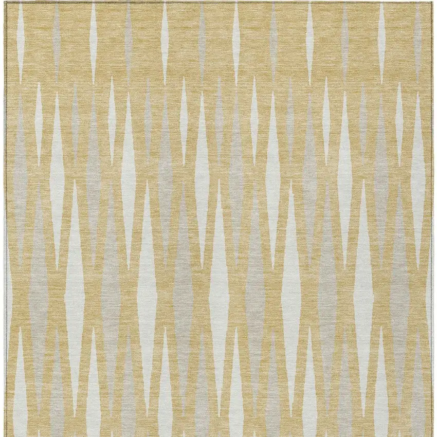 Gold Gray And Ivory Geometric Washable Indoor Outdoor Area Rug Photo 7