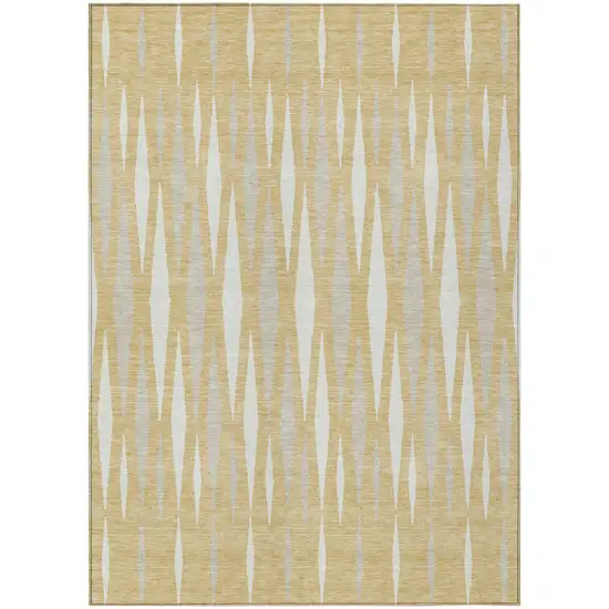 Gold Gray And Ivory Geometric Washable Indoor Outdoor Area Rug Photo 2