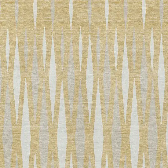 Gold Gray And Ivory Geometric Washable Indoor Outdoor Area Rug Photo 6