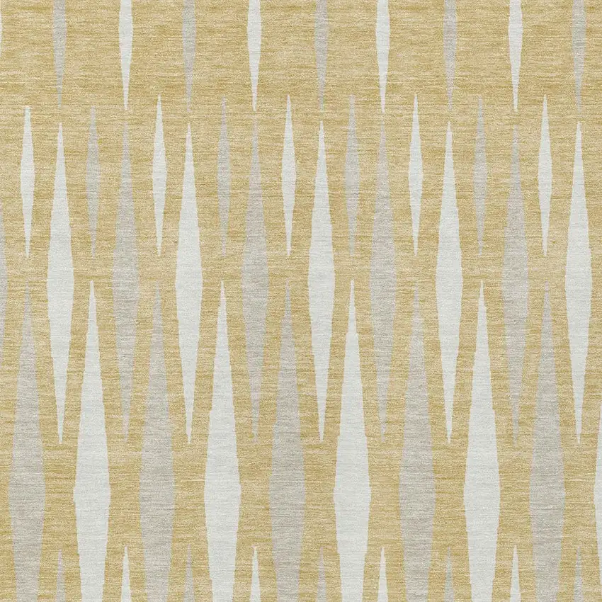 Gold Gray And Ivory Geometric Washable Indoor Outdoor Area Rug Photo 6