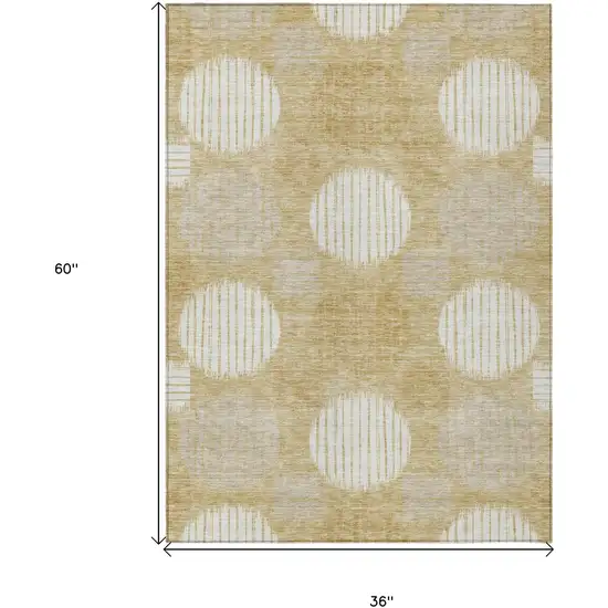 Gold Gray And Ivory Geometric Washable Indoor Outdoor Area Rug Photo 3