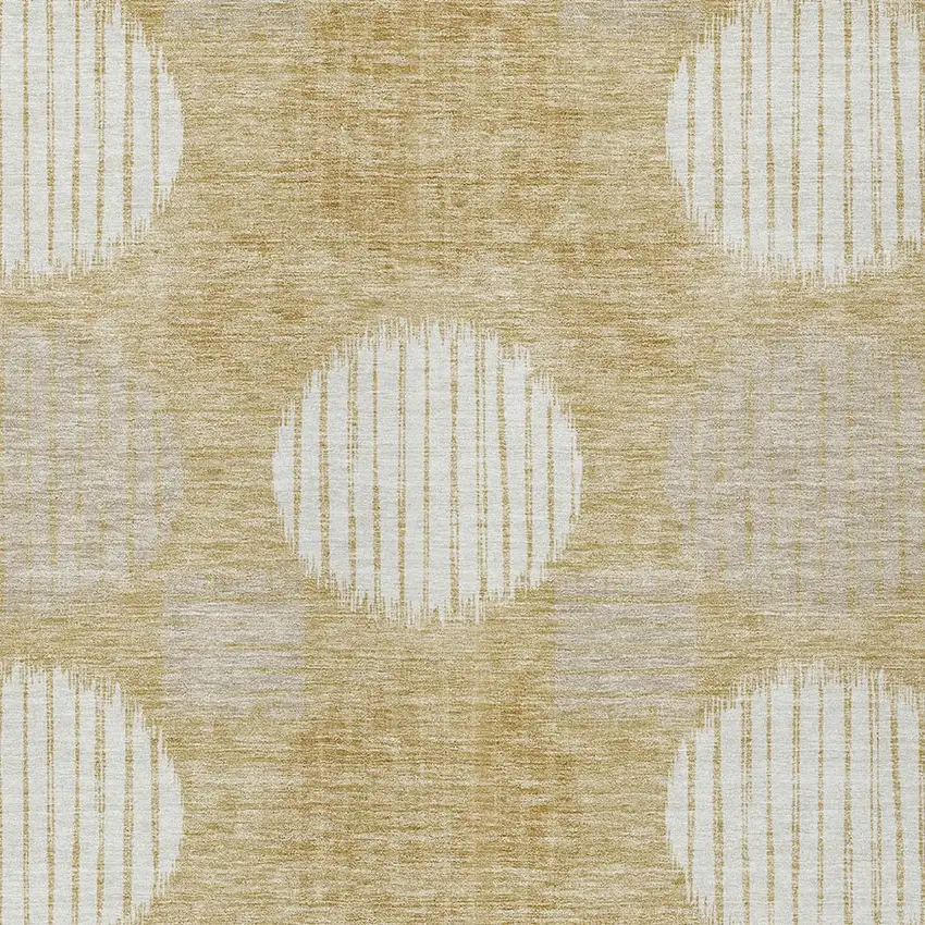 Gold Gray And Ivory Geometric Washable Indoor Outdoor Area Rug Photo 5