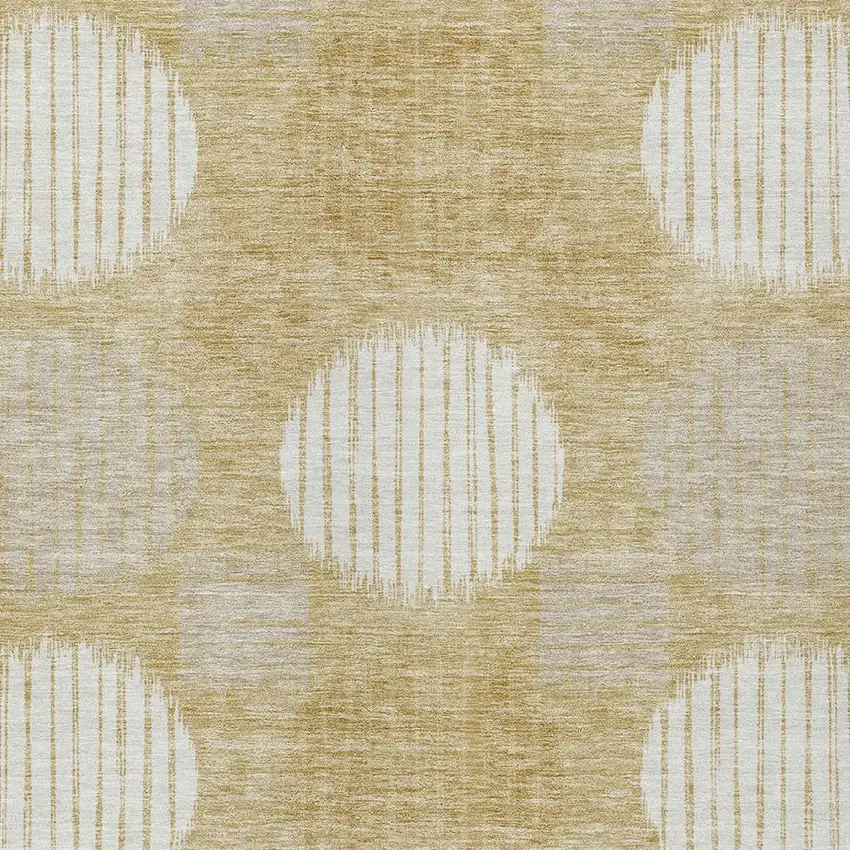 Gold Gray And Ivory Geometric Washable Indoor Outdoor Area Rug Photo 5